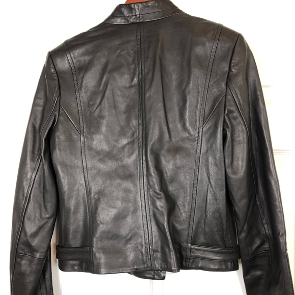 Theory Phelan Black Leather Jacket Coat - Picture 7 of 9